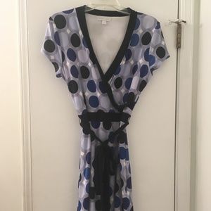 New York & Company Blue Polka Dot Dress Sz M